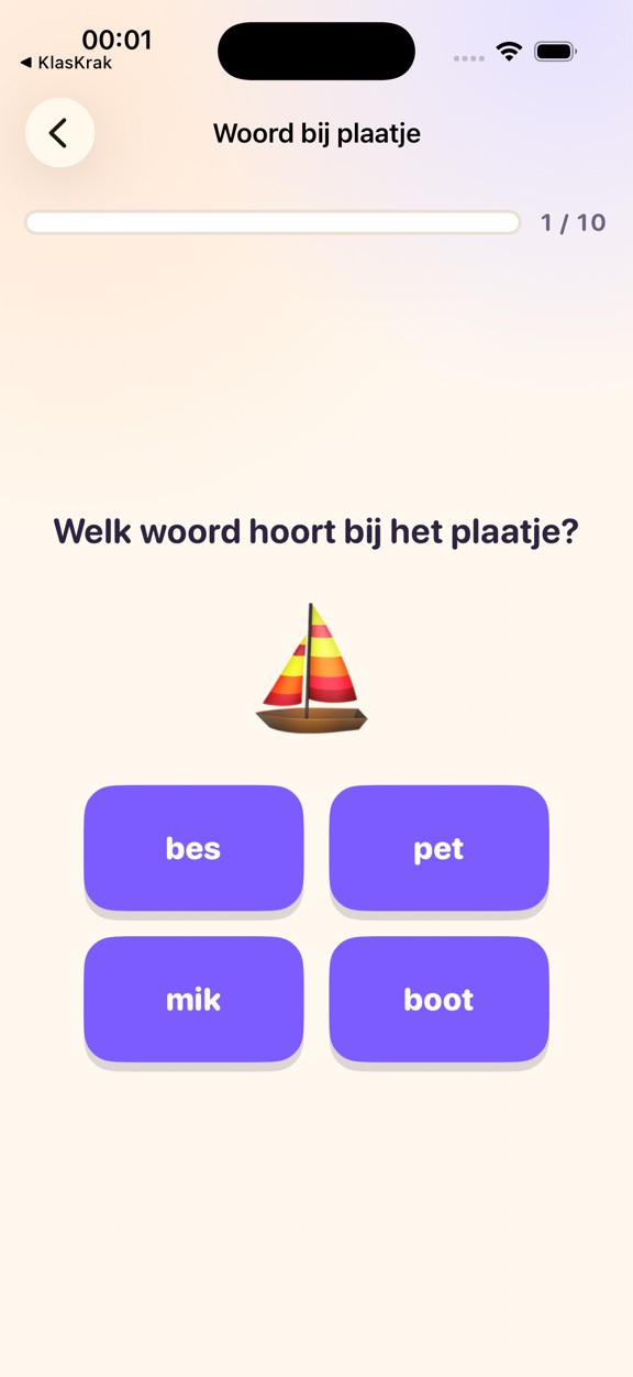 Een zeilboot met vier woordkeuzes eronder